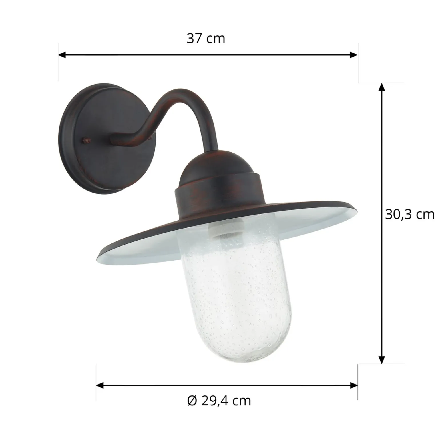 Lindby Außenwandlampe Filip, rostbraun, 30 cm, E27, IP44