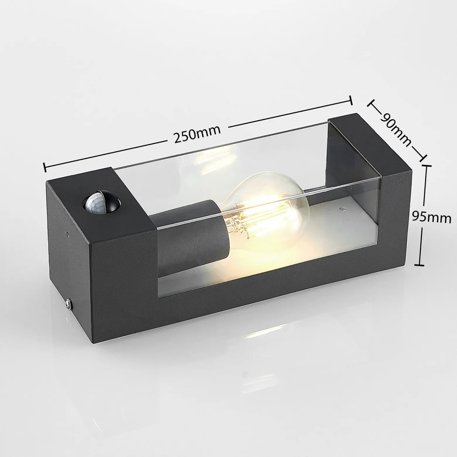 Lindby Außenwandlampe Tilian, Sensor, Höhe 25 cm, anthrazit