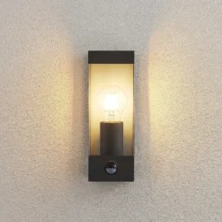 Lindby Außenwandlampe Tilian, Sensor, Höhe 25 cm, anthrazit