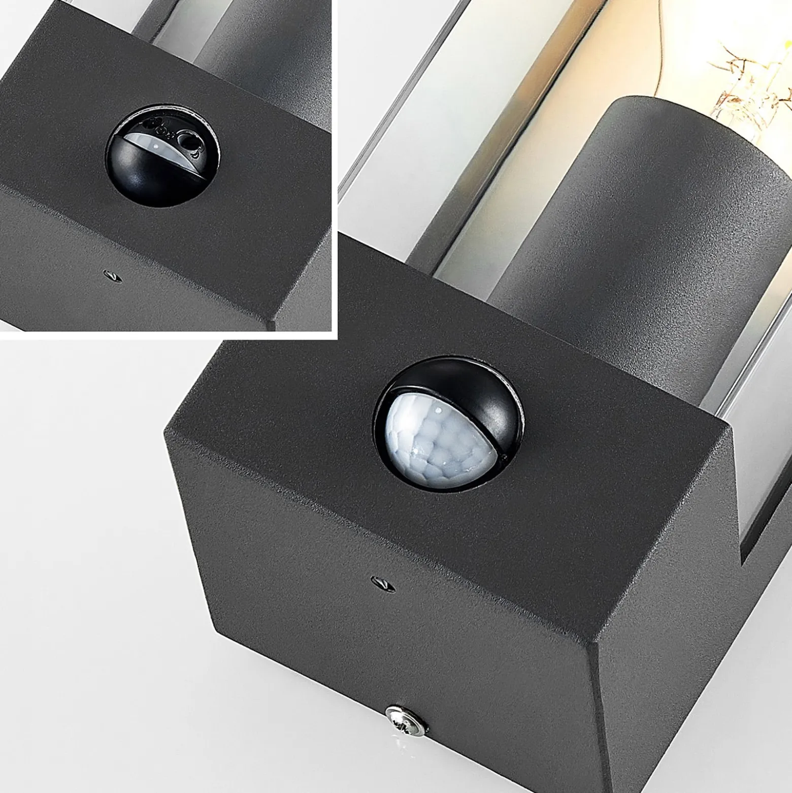 Lindby Außenwandlampe Tilian, Sensor, Höhe 25 cm, anthrazit
