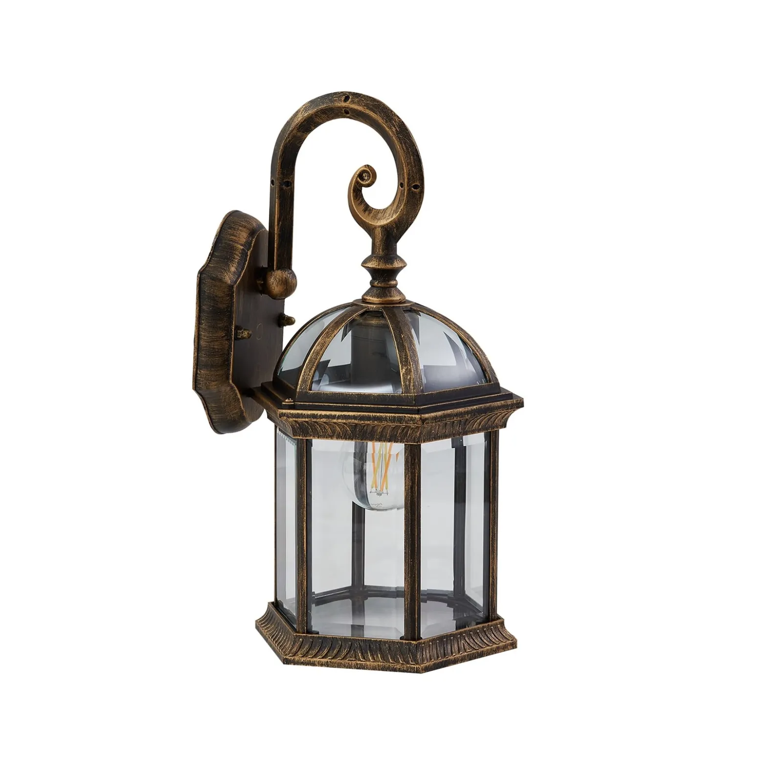 Lindby Außenwandleuchte Adelisa, gold antik, Alu, Höhe 39 cm