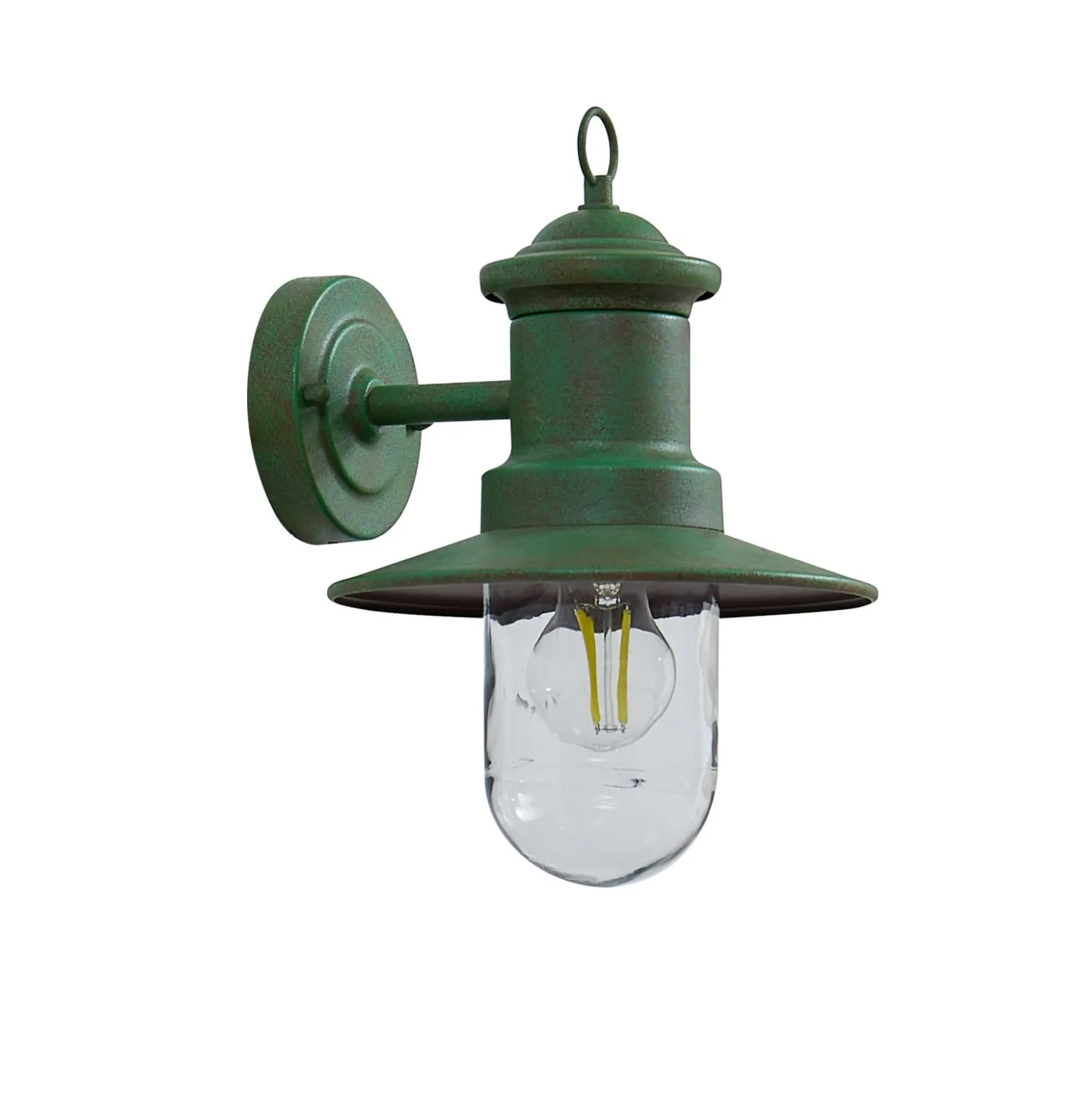 Lindby Außenwandleuchte Eloretta, 22 cm, grün, Glas, Stahl