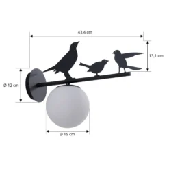 Lindby Außenwandleuchte Lintu, Metall, schwarz, IP44, Vogel