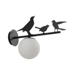 Lindby Außenwandleuchte Lintu, Metall, schwarz, IP44, Vogel