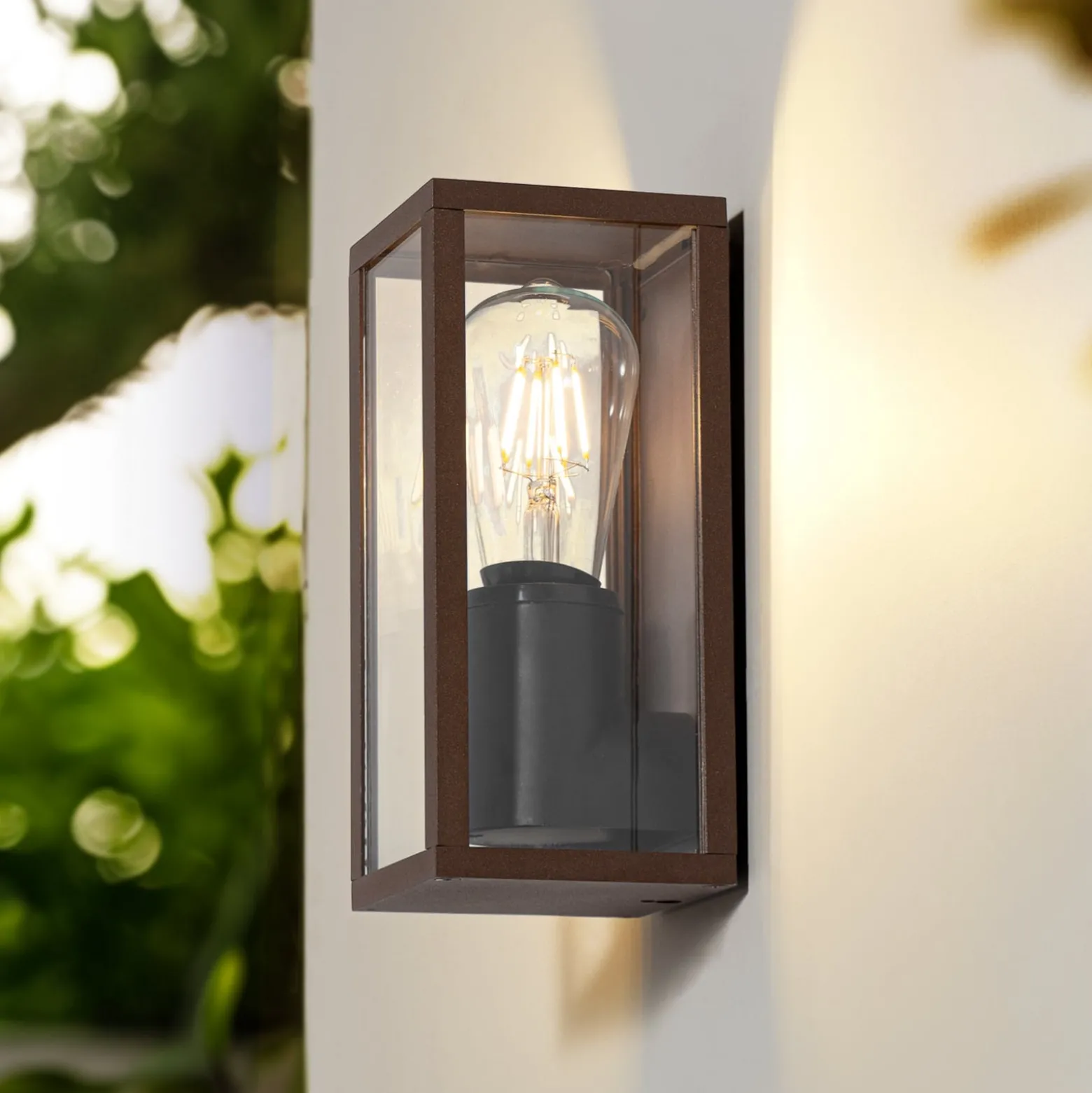 Lindby Außenwandleuchte Robigus, rostfarben, Aluminium
