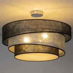 Lindby Deckenlampe Ayvira, schwarz/silber, Textil, 56cm, E27