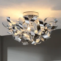 Lindby Deckenlampe Elviro, Ø 50 cm, chromfarben, Metall