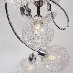 Lindby Deckenlampe Ticino, 65 cm, 5-flammig, Metall, Glas