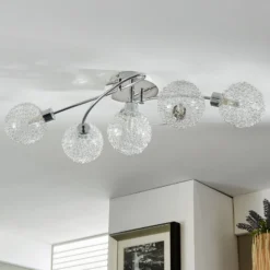 Lindby Deckenlampe Ticino, 65 cm, 5-flammig, Metall, Glas