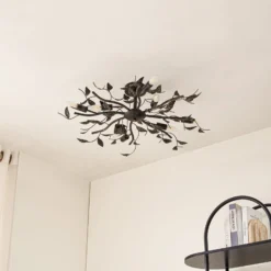 Lindby Deckenlampe Yos, 8-flg., 85 cm, schwarz-gold, E14