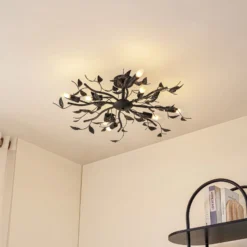 Lindby Deckenlampe Yos, 8-flg., 85 cm, schwarz-gold, E14