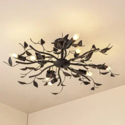 Lindby Deckenlampe Yos, 8-flg., 85 cm, schwarz-gold, E14