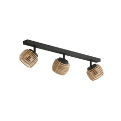 Lindby Deckenleuchte Ediz, 3-flammig, GU10, Holz, 73 cm lang