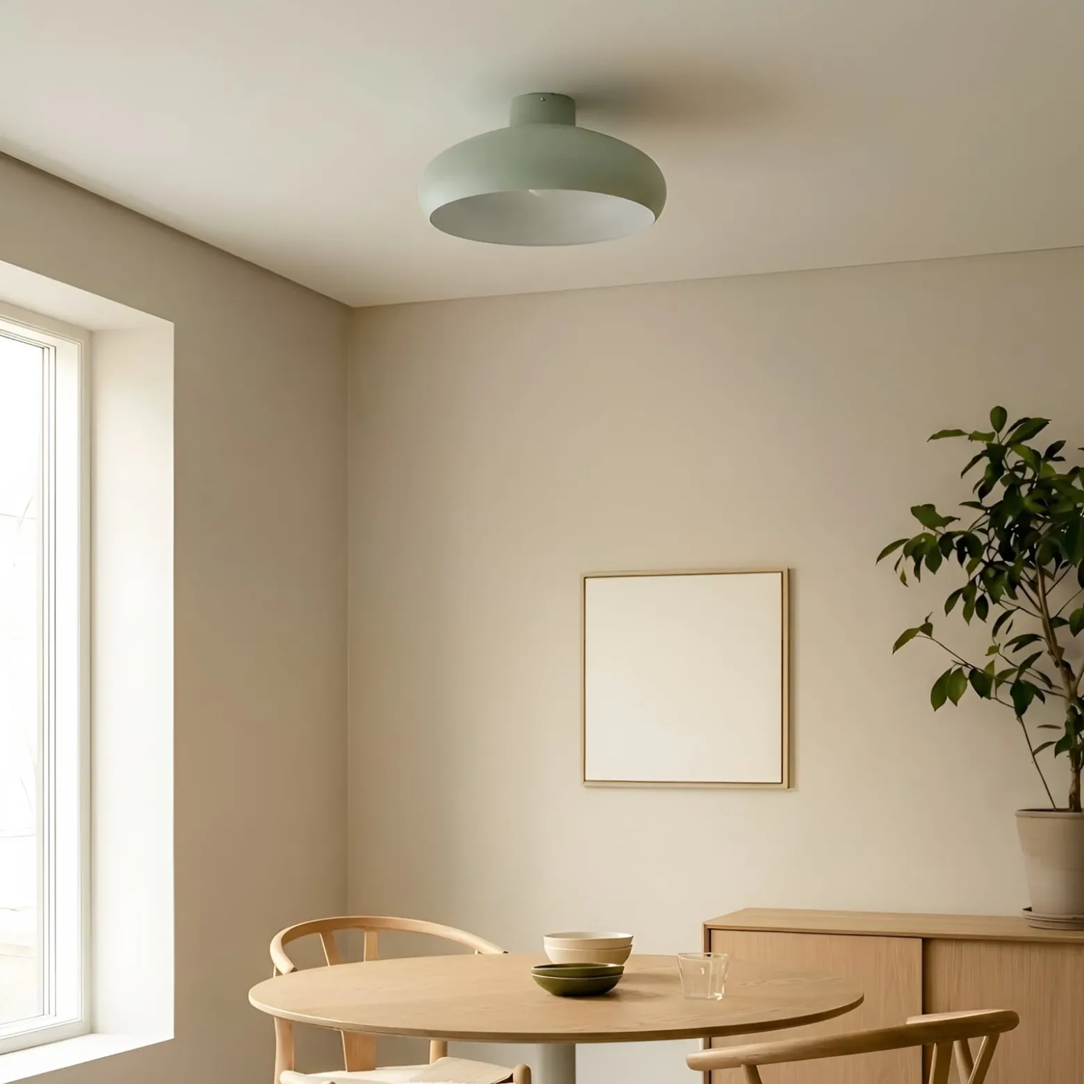 Lindby Deckenleuchte Elover, hellgrün, Ø 45 cm, Eisen