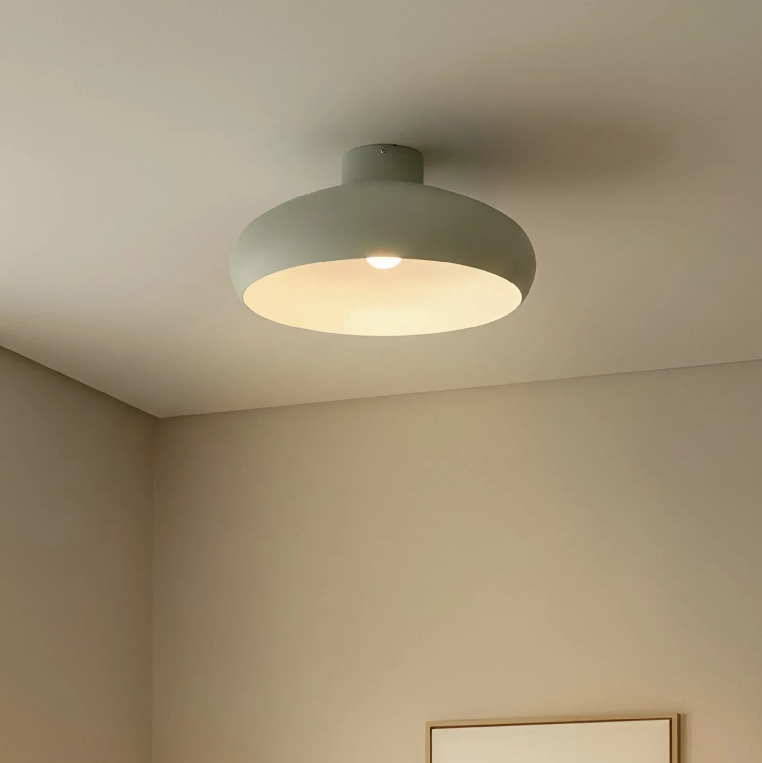 Lindby Deckenleuchte Elover, hellgrün, Ø 45 cm, Eisen