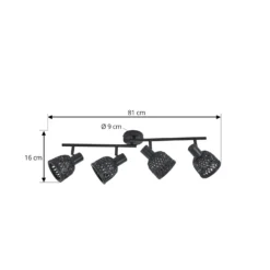 Lindby Deckenleuchte Eskil, 4-flg., schwarz, Bambus, Ø 10 cm