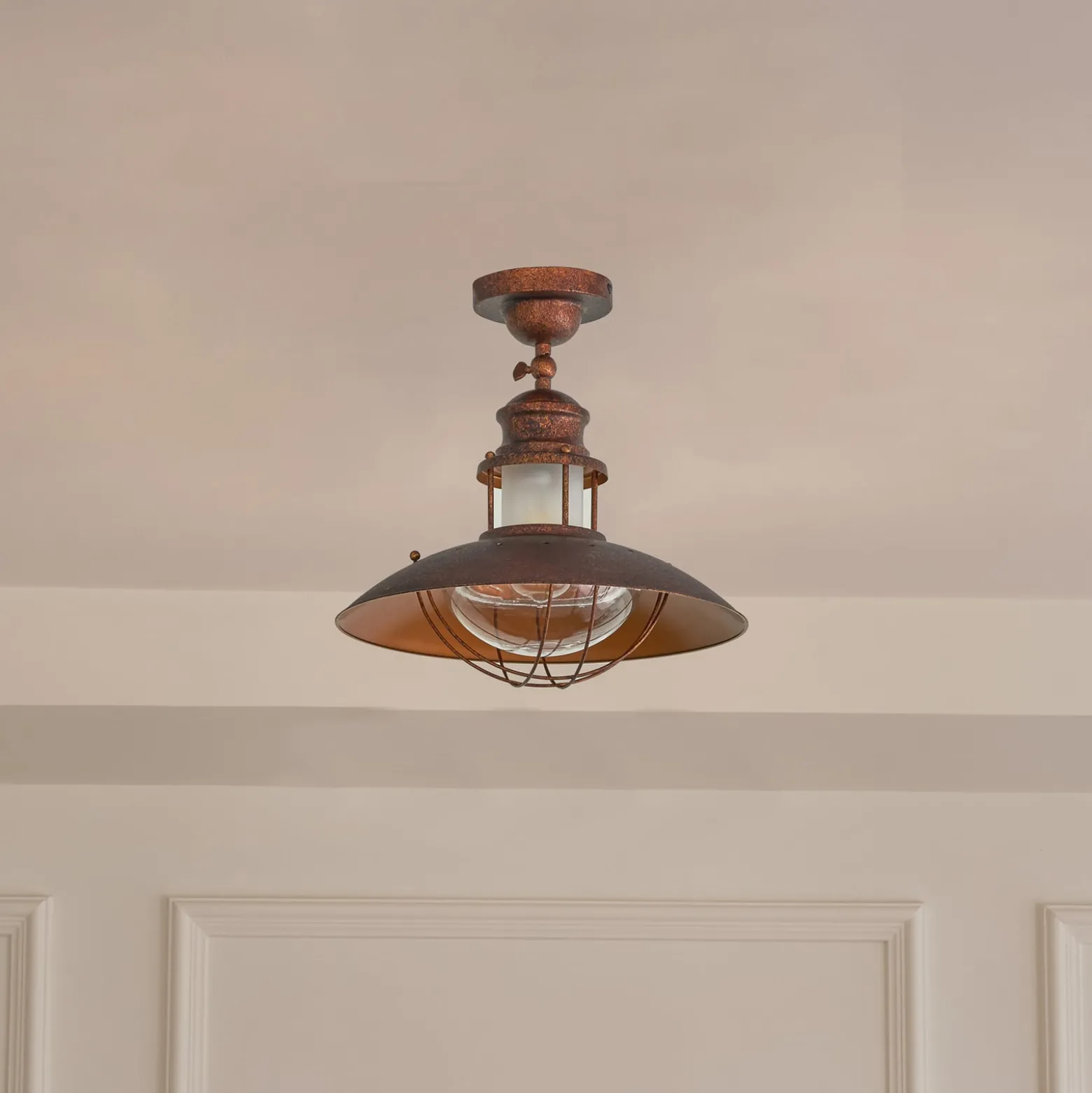 Lindby Deckenleuchte Louisanne, braun, Metall, Ø 35cm