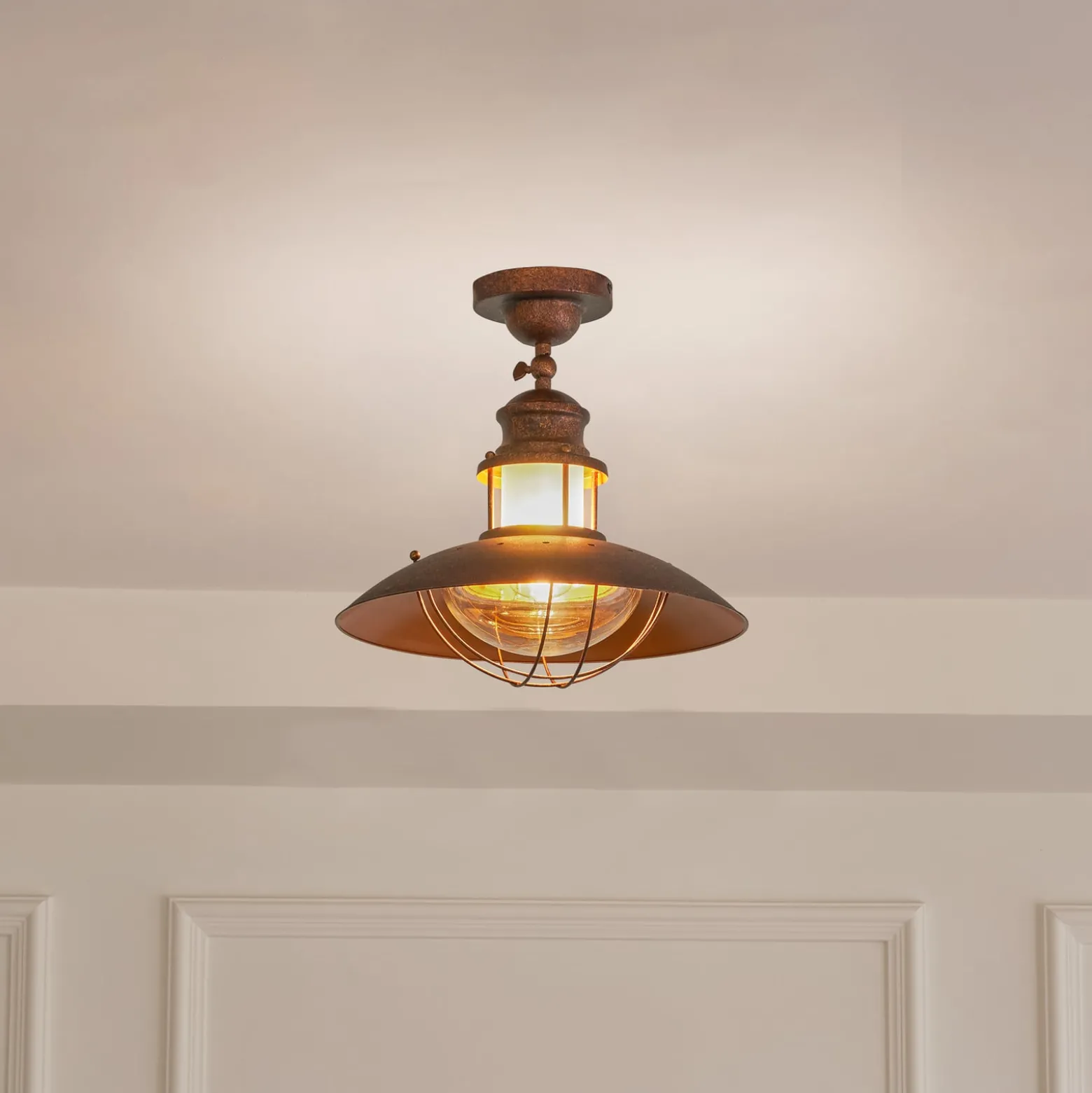 Lindby Deckenleuchte Louisanne, braun, Metall, Ø 35cm