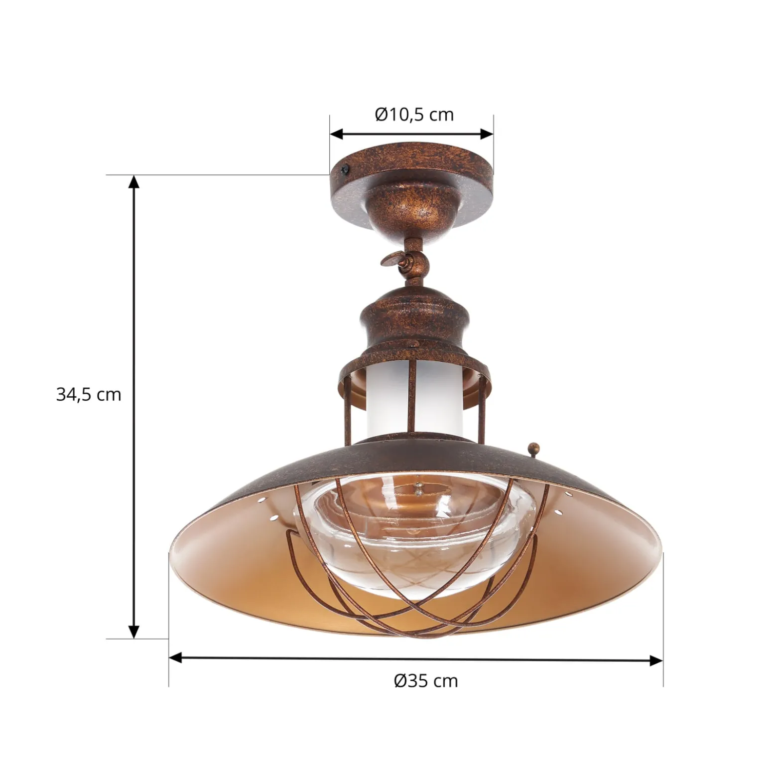 Lindby Deckenleuchte Louisanne, braun, Metall, Ø 35cm