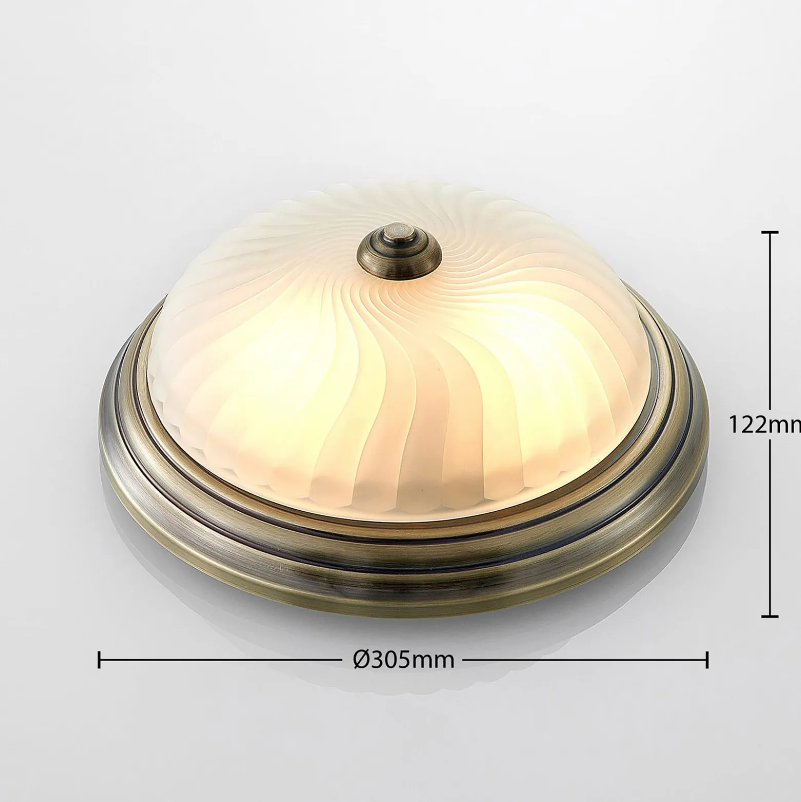 Lindby Deckenleuchte Pakka, messingfarben, Glas, 31 cm, E27