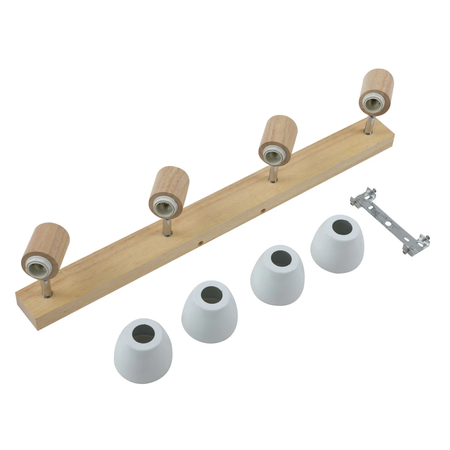 Lindby Deckenleuchte Thorin, 67 cm, 4-flg., weiß, Holz, E14