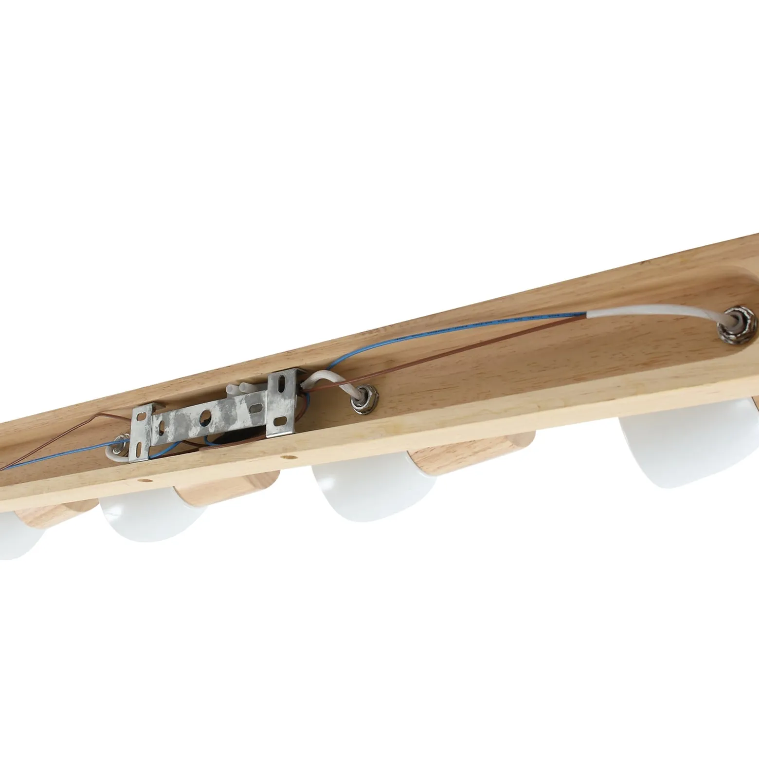 Lindby Deckenleuchte Thorin, 67 cm, 4-flg., weiß, Holz, E14
