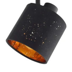 Lindby Deckenleuchte Vasilia, 4-flammig, schwarz/gold, Stoff