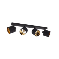 Lindby Deckenleuchte Vasilia, 4-flammig, schwarz/gold, Stoff