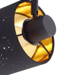 Lindby Deckenleuchte Vasilia, 4-flammig, schwarz/gold, Stoff