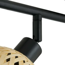 Lindby Deckenspot Youstin, 70,5 cm lang, Bambus 4-flg., E14