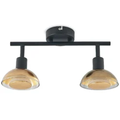 Lindby Deckenstrahler Erin, schwarz/gold, 2-flg., Glas