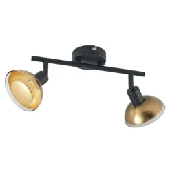 Lindby Deckenstrahler Erin, schwarz/gold, 2-flg., Glas