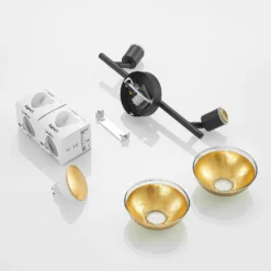 Lindby Deckenstrahler Erin, schwarz/gold, 2-flg., Glas