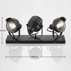 Lindby Deckenstrahler Henega, 52 cm, schwarz, 3-flammig
