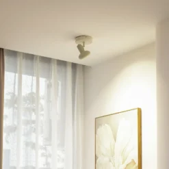 Lindby Deckenstrahler Huby, 1-flammig, creme/hellgrün, Eisen