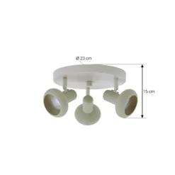 Lindby Deckenstrahler Huby, 3-flammig, creme/hellgrün, Eisen