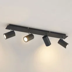 Lindby Deckenstrahler Joffrey, 70 cm, schwarz, 4-flg., GU10