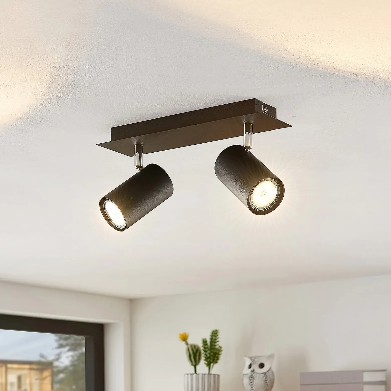 Lindby Deckenstrahler Joffrey, 31 cm, 2-flg., schwarz, GU10