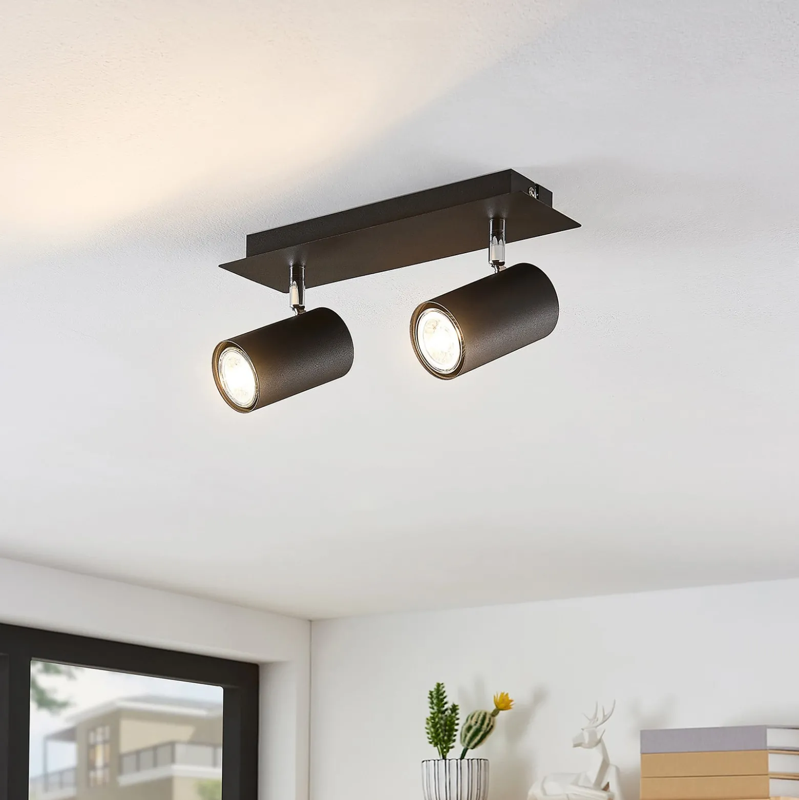 Lindby Deckenstrahler Joffrey, 31 cm, 2-flg., schwarz, GU10