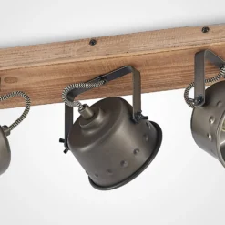 Lindby Deckenstrahler Rubinjo, 45 cm, 3-flg., Holz, GU10