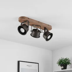 Lindby Deckenstrahler Rubinjo, 45 cm, 3-flg., Holz, GU10