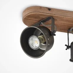 Lindby Deckenstrahler Rubinjo, 45 cm, 3-flg., Holz, GU10