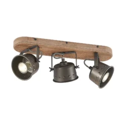 Lindby Deckenstrahler Rubinjo, 45 cm, 3-flg., Holz, GU10