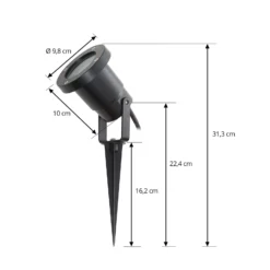 Lindby Erdspießleuchte Thorgal, Ø 9,8 cm, schwarz, 3er-Set