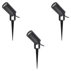 Lindby Erdspießleuchte Thorgal, Ø 6 cm, schwarz, 3er-Set
