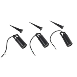 Lindby Erdspießleuchte Thorgal, Ø 6 cm, schwarz, 3er-Set