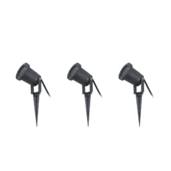 Lindby Erdspießstrahler Nielas, 3er Set, anthrazit, Stecker