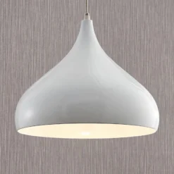 Lindby Hängelampe Ritana, weiß, Metall, Ø 31 cm, E27