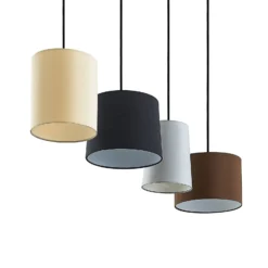 Lindby Hängeleuchte Amilia, Stoff, 4-flg., grau/beige, E27