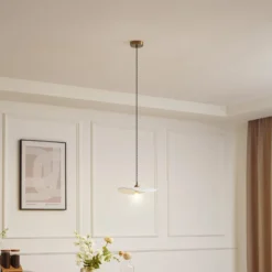 Lindby Hängeleuchte Annira, Ø 29 cm, Keramik, weiß/messing